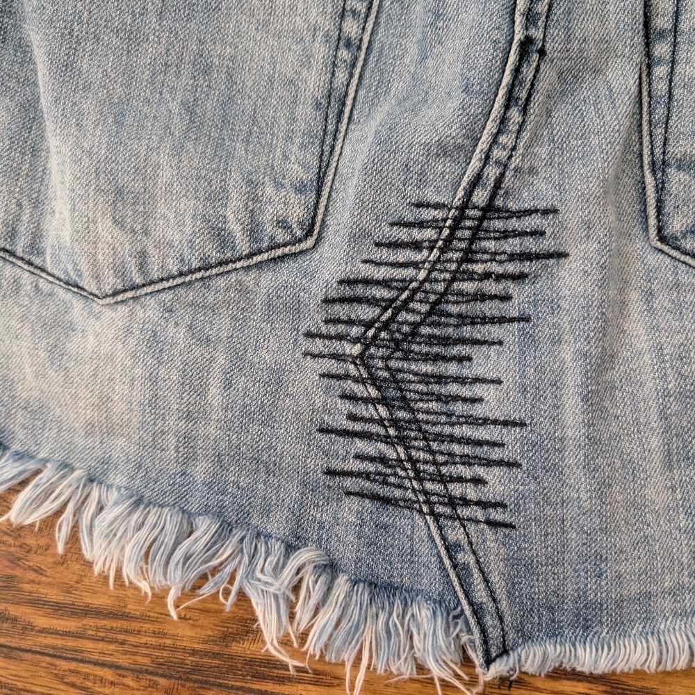 One Teaspoon Distressed Denim Mini Skirt - Picture 7 of 8